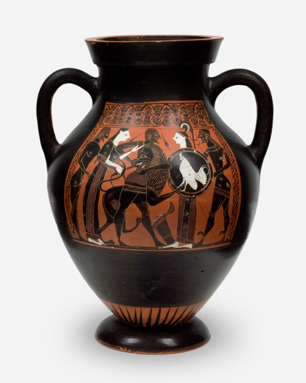 Attic black-figure belly-amphora storage jar, ancient Greek